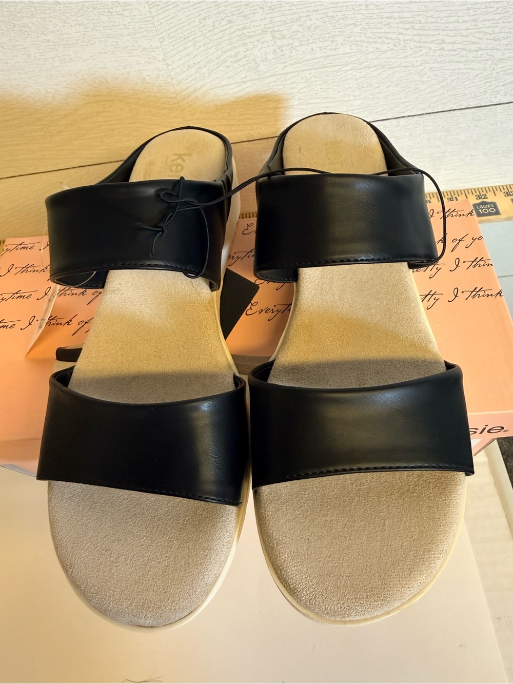 Kensie Endy Comfort Black Double-Strap Slide Sandals Women’s Size 9 NWT